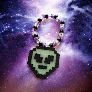 Alien Perler Bracelet - glow in the dark kandi single